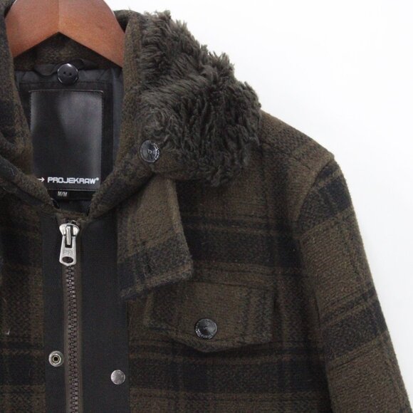 Projek Raw Lumber Jacket Mens Brown Plaid Full Zip Outdoor Multi Pocket Lined M - Picture 2 of 9